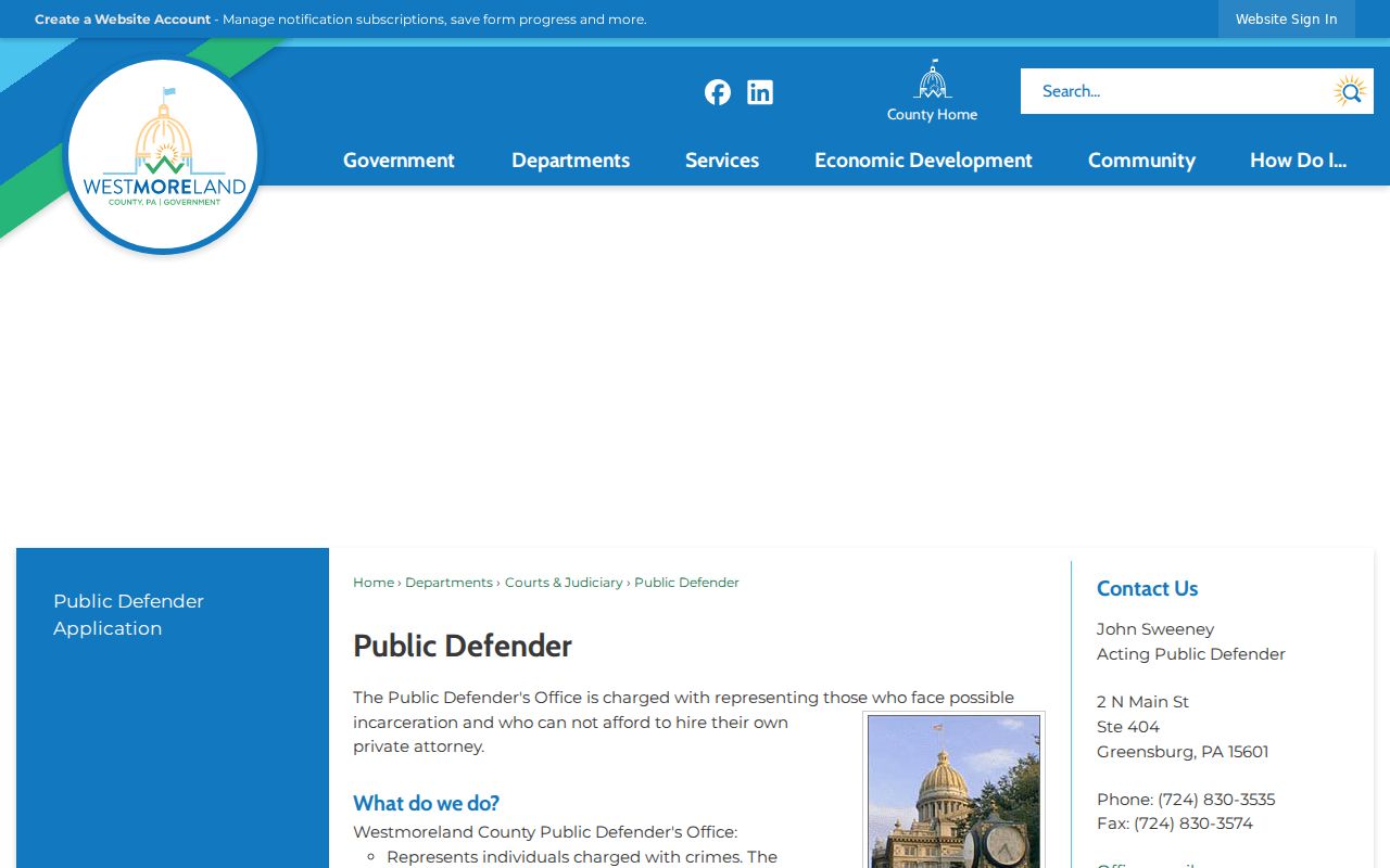 Greensburg criminal history Public Defender office information