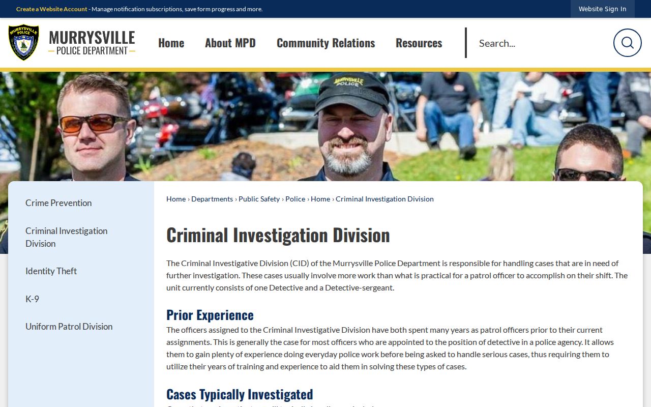 Murrysville criminal history Police Department records information