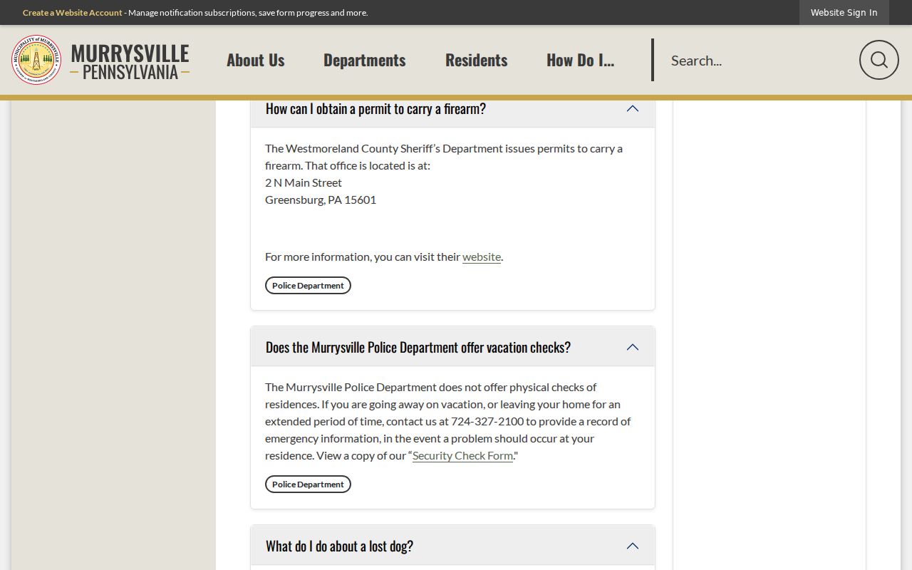 Murrysville criminal history police report fee instructions